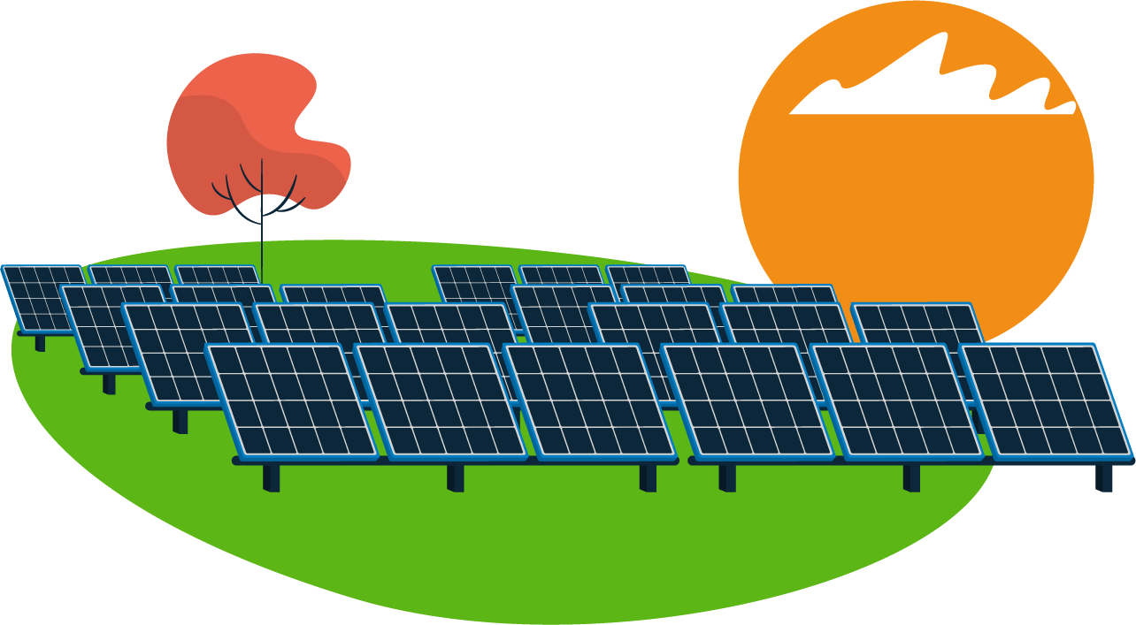 ilustración de plantas fotovoltaicas